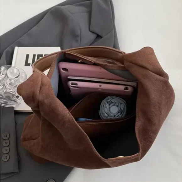 Brown Suede Women's Bag - Picture 3 of 9